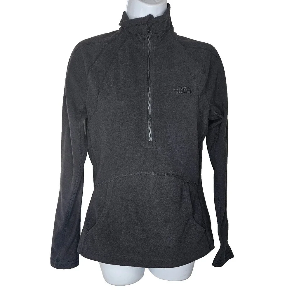 The North Face 1/4 Zip Fleece Pullover Women's Small‎ Black Pocket Outdoor